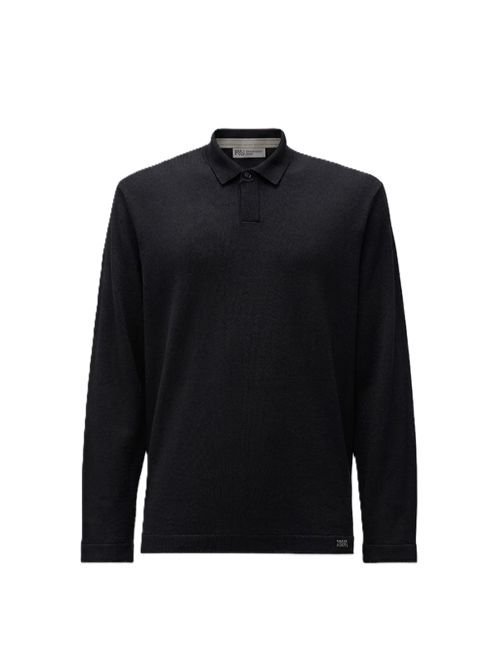 polocollar silk ultrafine merino wool Massimo Osti Studio | 21MMKN012A-110470A999 BLACK
